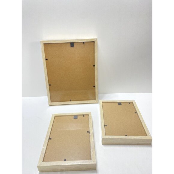 Sealed Set of 3 Leaves Botanical Leaf Minimalist Photo Wooden Frames Art New - Picture 6 of 11